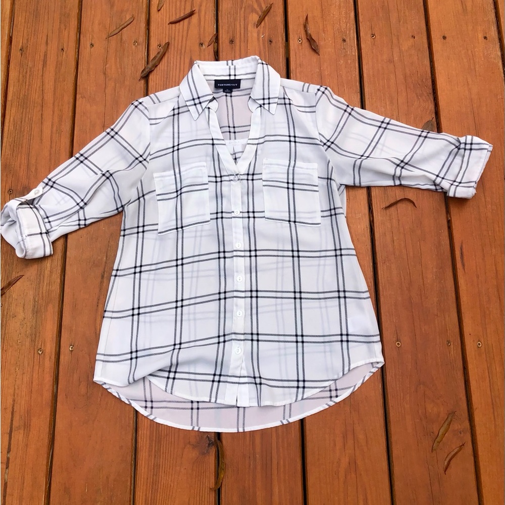 Fitted Button Down with Convertible Sleeves